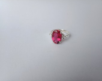 Natural Ruby Sterling Silver Ring, Certified Gemstone