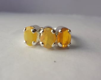 Bague en argent sterling, opale jaune d'Éthiopie naturelle, pierre précieuse ovale