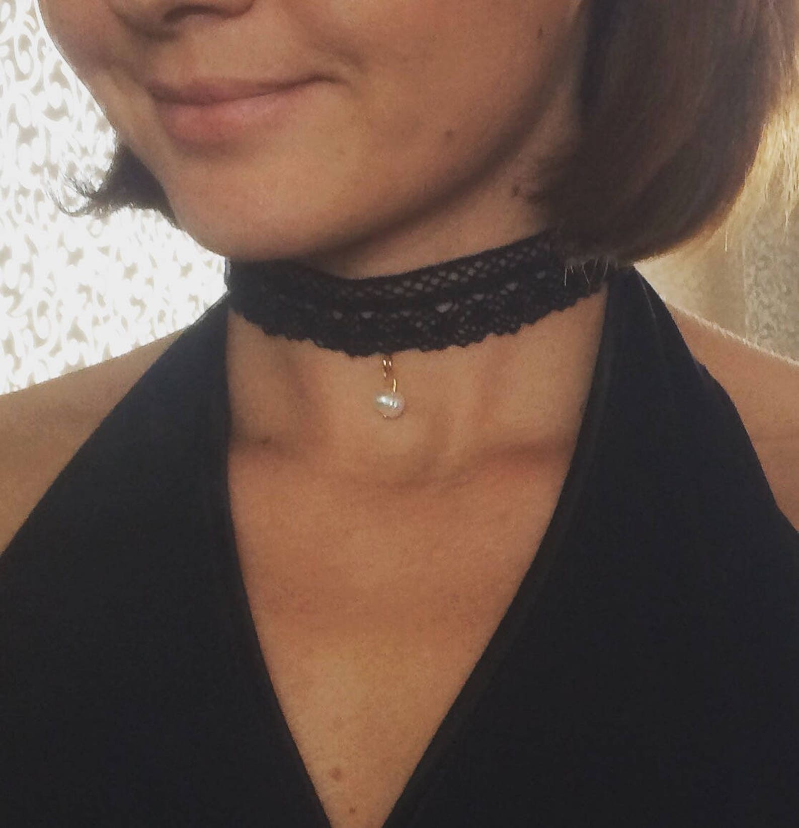 Choker Black Choker Laces Choker Pearl Choker Choker Necklace Etsy