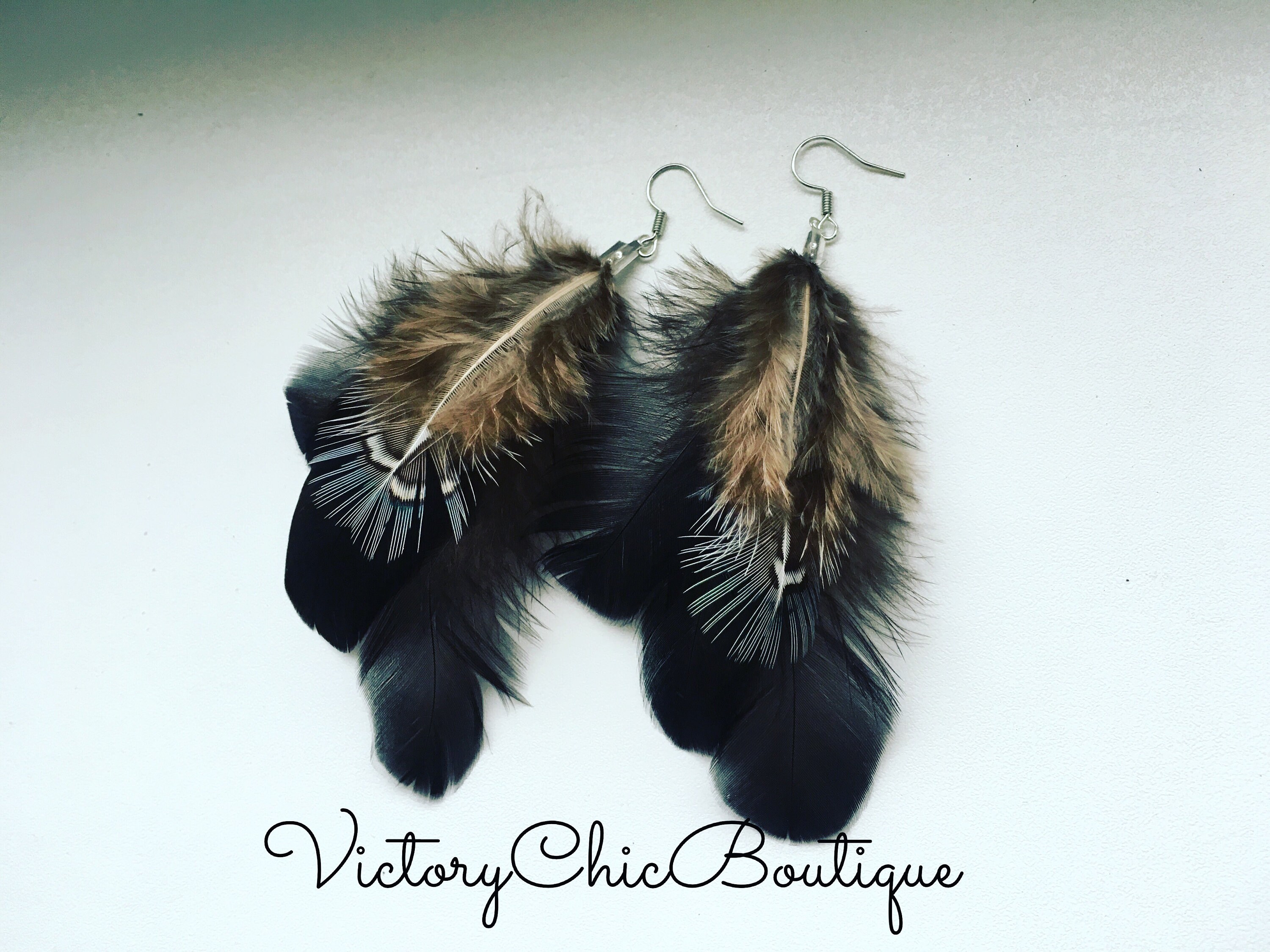 Black Feather Earrings Feather Earrings Long Feather Earring Etsy
