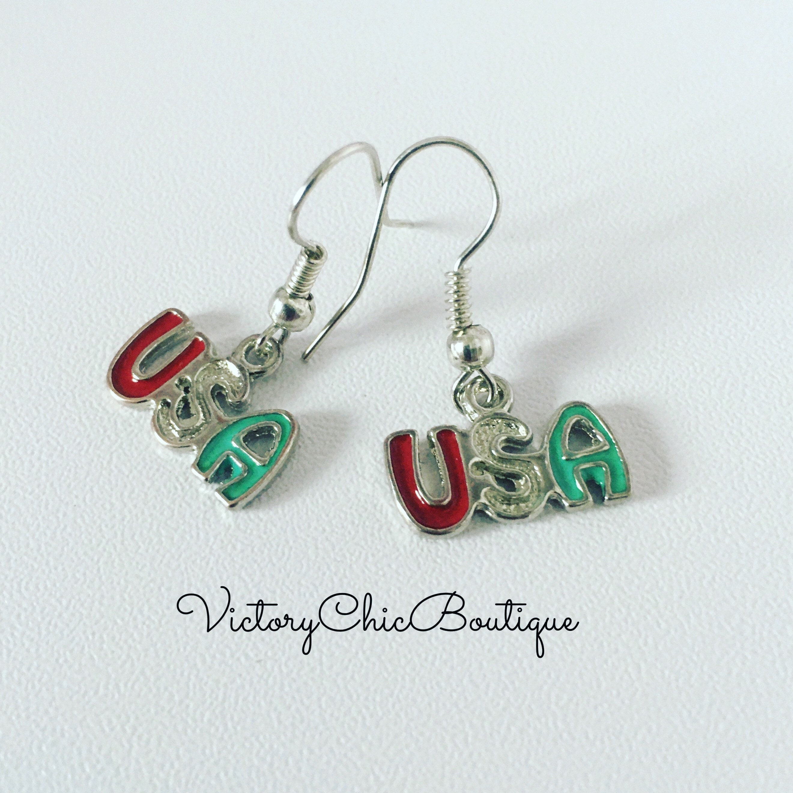 USA Earrings Patriotic Earrings Made in Usa Earrings Charm Etsy UK