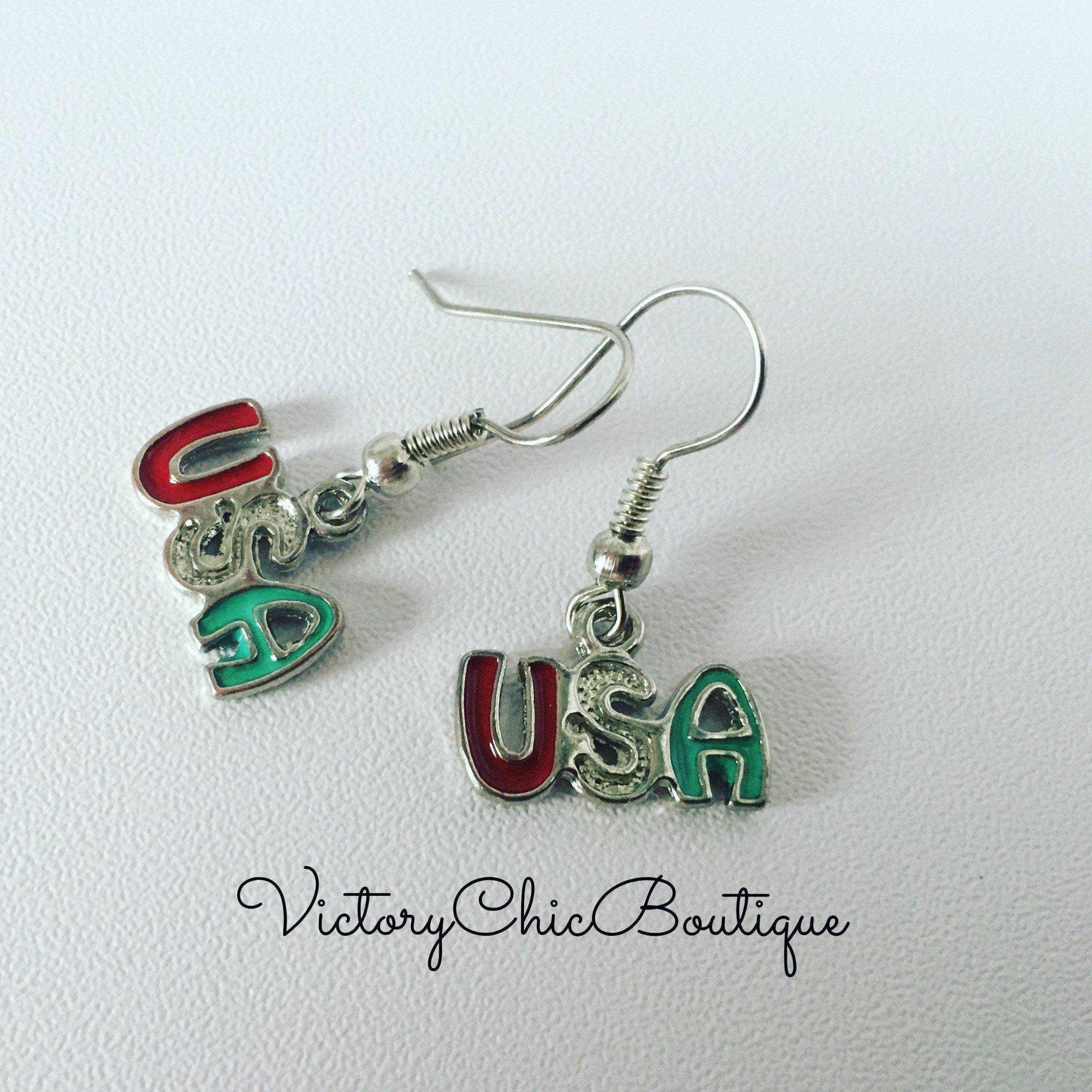 USA Earrings Patriotic Earrings Made in Usa Earrings Charm Etsy UK