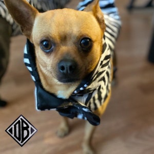 Velboa Fur Zebra White-Black Dog Coat with Fleece Lining