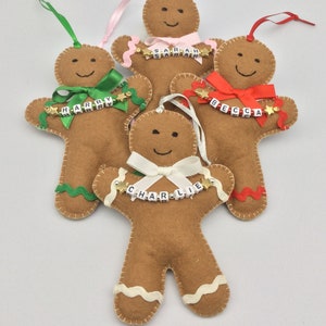Personalised Gingerbread man xmas decoration christmas tree decoration handmade in uk