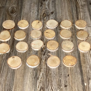 22 White Birch Slices, White Birch Blanks - Approximately 2.5 Inches Diameter by 1/2 Inch Thick
