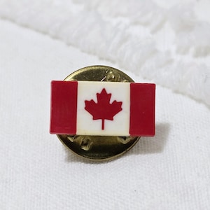 Vintage Small Canada Flag Lapel Pinback Button - Canadian Flag Red White Maple Leaf - Tie Tac, Lapel Pin, Hat Pin - Canada Day Pin