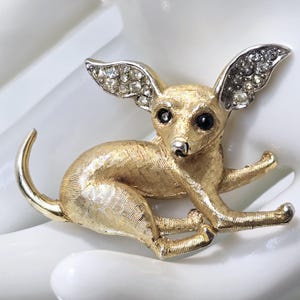 Vintage Marcel Boucher Signed and Numbered Chihuahua Brooch - Number 7914P - For Repair or Repurpose
