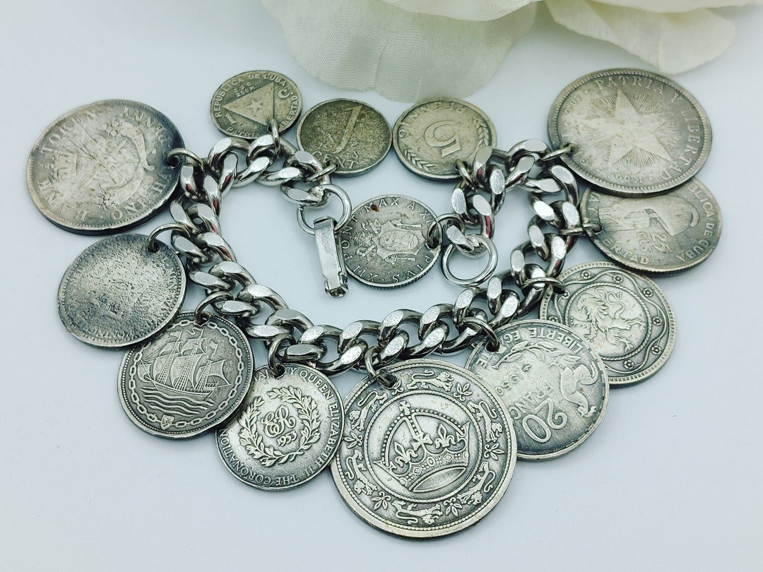 Vintage Silver World Coins Tokens Medals Medallions Charm Etsy