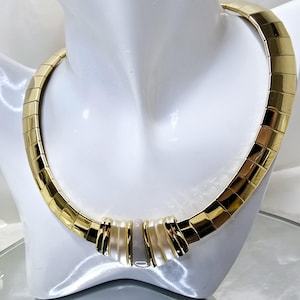 Vintage Signed Napier Collar Choker Necklace - Stunning Designer Gold Tone Book Chain Chunky Statement Necklace - Collectible Napier Jewelry