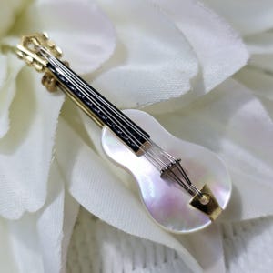 Vintage Mother of Pearl Guitar Brooch - Guitar Lover Gift