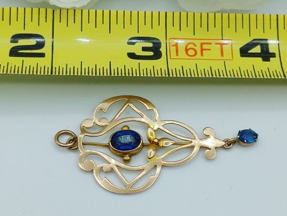 Vintage Deep Blue Sapphires Necklace Pendant Stam… - image 10