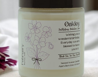 Personalized Birth Month Flower Candle, Birthday Candle,  Flower Birthday Gift, Friendship Gift, Gift for Her, Soy Candle, Custom Candle,
