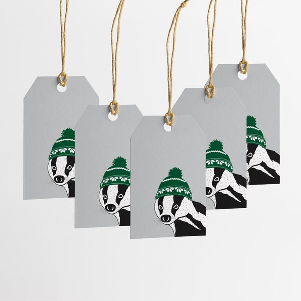Festive Badger Christmas Gift Tag (Pack of 5)