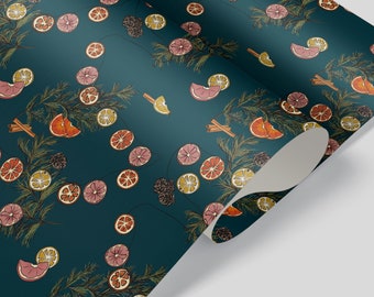 Citrus Christmas Luxury Wrapping Paper / Gift Wrap