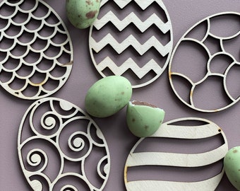 Set of 5 laser-cut Easter Eggs