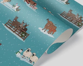 Christmas Farm Wrapping Paper / Gift Wrap