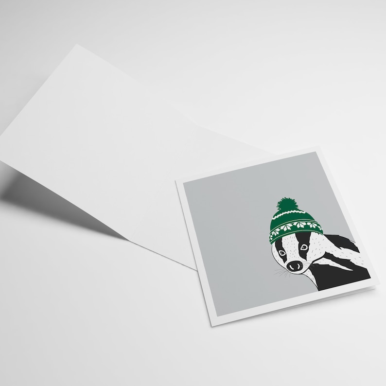 Festive Badger Christmas Cards and Envelopes Pack of 4 image 2