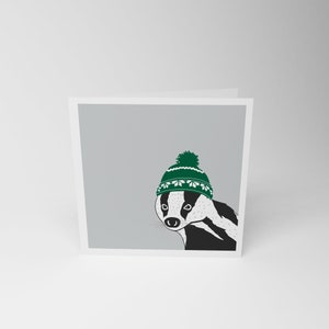 Festive Badger Christmas Cards and Envelopes Pack of 4 image 1