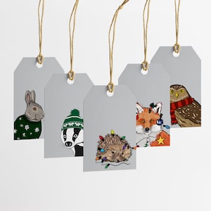 Festive Woodland Animal Christmas Gift Tag (Pack of 5)