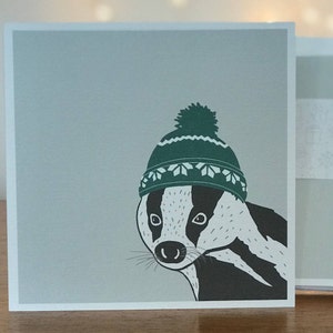 Festive Badger Christmas Cards and Envelopes Pack of 4 image 5
