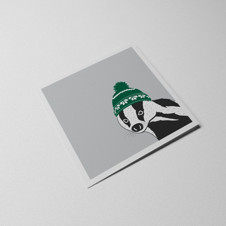 Festive Badger Christmas Cards and Envelopes Pack of 4 image 3