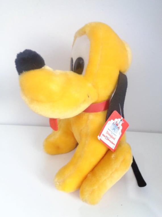 Vintage Disney Pluto Dog Soft Plush Toy from Disneyland with Original Tag