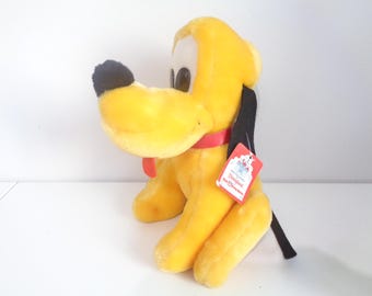 Vintage Disney Pluto Dog Soft Plush Toy from Disneyland with Original Tag