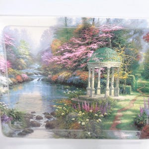Vintage Thomas Kincade keramische bord "The Garden of Prayer", beperkte oplage 1998.
