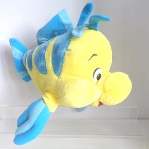 Vintage Disney Ariel Little Mermaid Large Flounder Fish Soft Plush Toy 13 inch