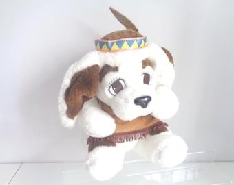 Vintage History Hound Soft Plush Toy Dog Red Indian Outfit 12 inch Chosun 1986