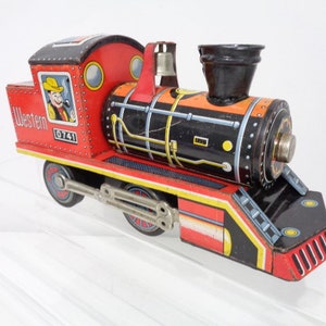 Vintage 0741 Daiya Trademark Litho WESTERN Train Engine Tin Toy Japan 1970s