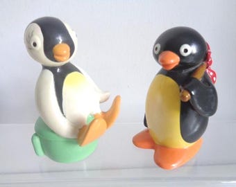 1996 当時物　VINTAGE　PINGU　パパ　フィギュア Pingu Pinga Penguin Figure Set Of 4 With Sled JPN Limited