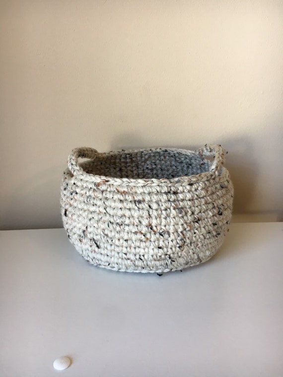 Storage Basket with Handles Handmade Crochet Nursery Etsy