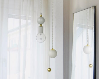 2 Pendant Lamp with Pull switch -  ceiling fixture Scandinavian Lamp Modern Chandelier contemporary light Beads light minimal lightning