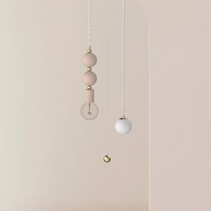 2 Pendant Lamp with Pull switch -  ceiling fixture Scandinavian Lamp Modern Chandelier contemporary light Beads light minimal lightning