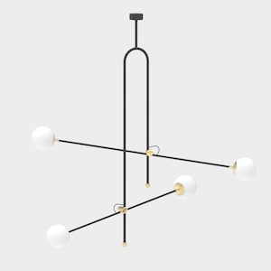 XYZ Minimalist CHANDELIER Pendant LAMP – Gold And Black Scandinavian Ceiling Lamp