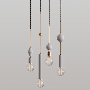 4 Pendant Lamp - Jewels and beads Chandelier modern light Mid century Lightning minimal pendant white and gold lamp Brass chandelier wire