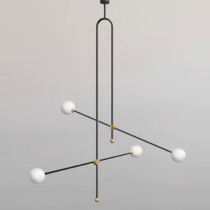 XYZ Minimalistische CHANDELIER hanglamp – Scandinavische plafondlamp in goud en zwart