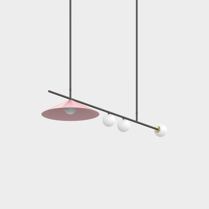 Linear Chandelier V3 CHANDELIER Pendant LAMP Pink And Black SCANDINAVIAN Ceiling Lamp image 8