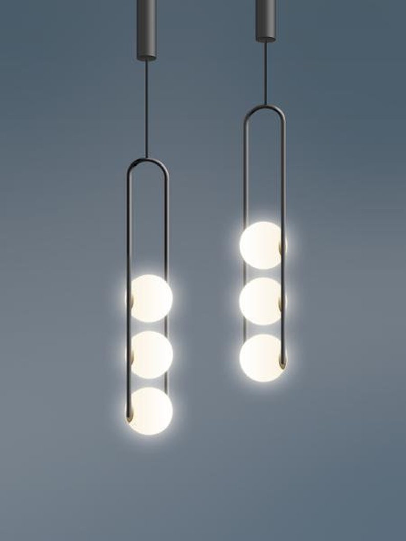 U Pendant Lamp Unique Minimalist Gold Scandinavian Design Hanging Modern Chandelier Black