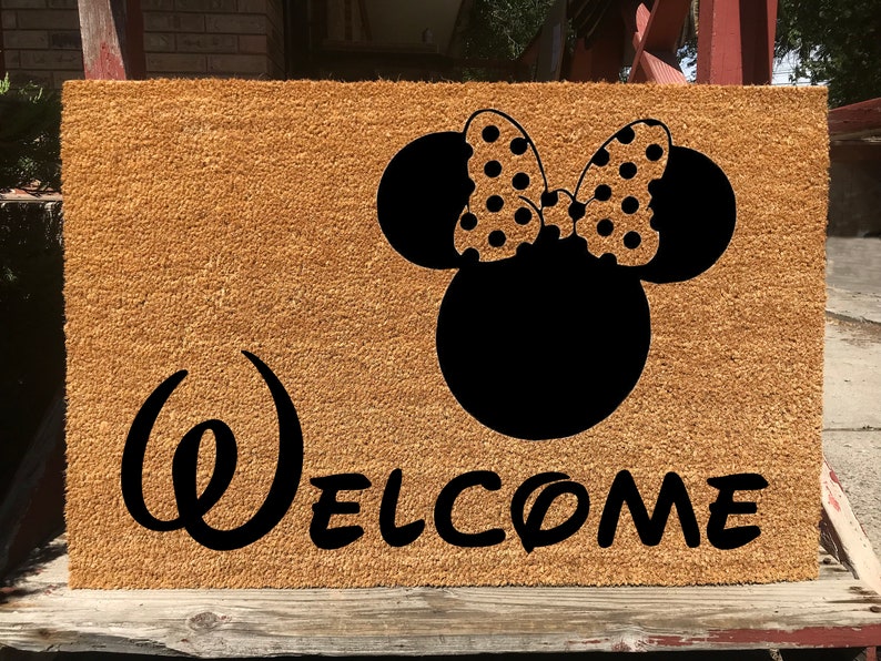 Disney Welcome Door Mat Minnie Mouse Silhouette Unique Etsy