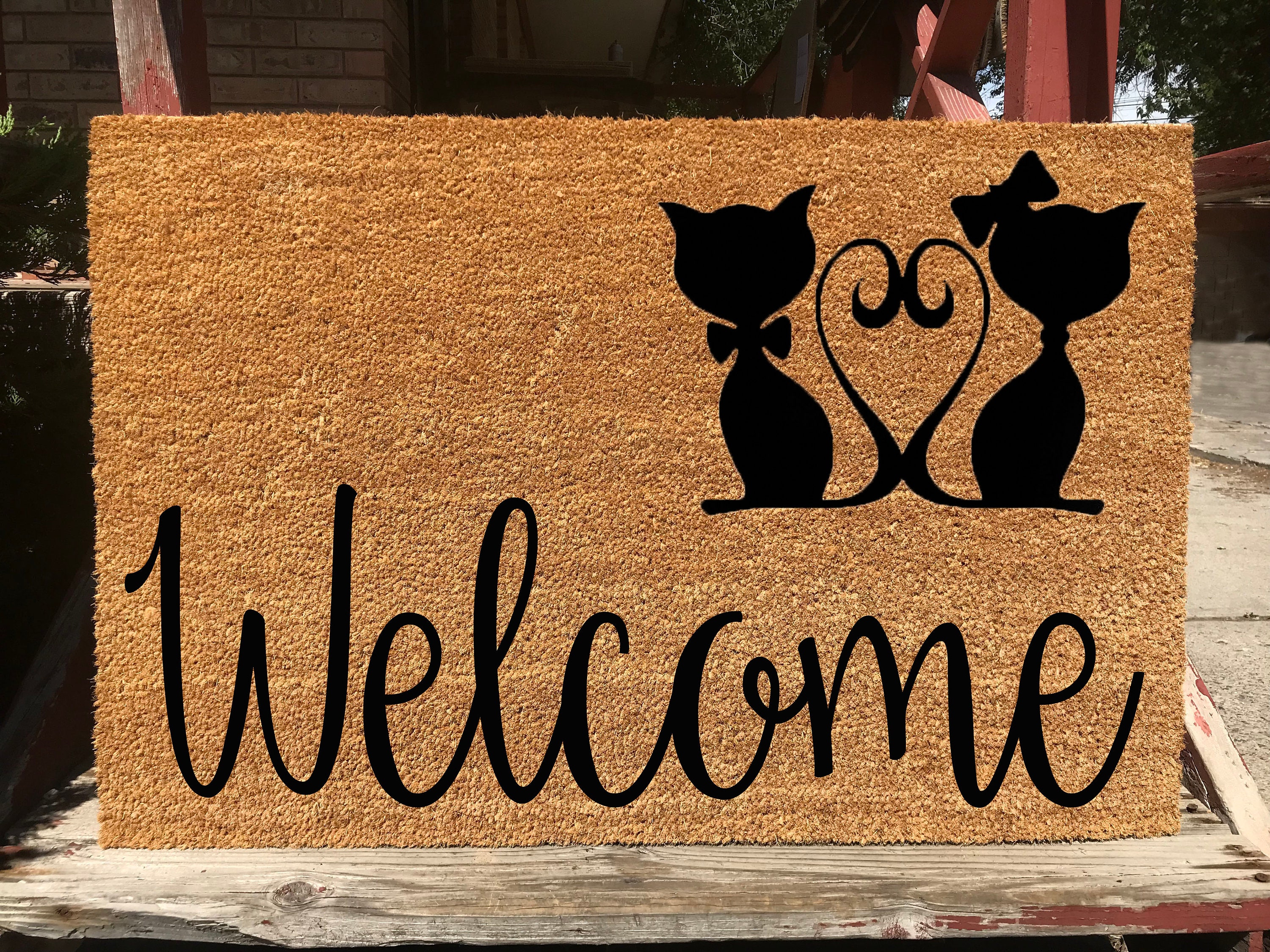 Cat Lover Welcome Door Mats Happy Cat Present Gift Crazy Etsy
