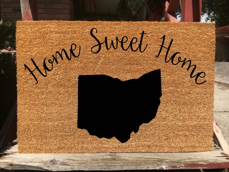 United States Home Sweet Home Door Mat Ohio State Outline Etsy