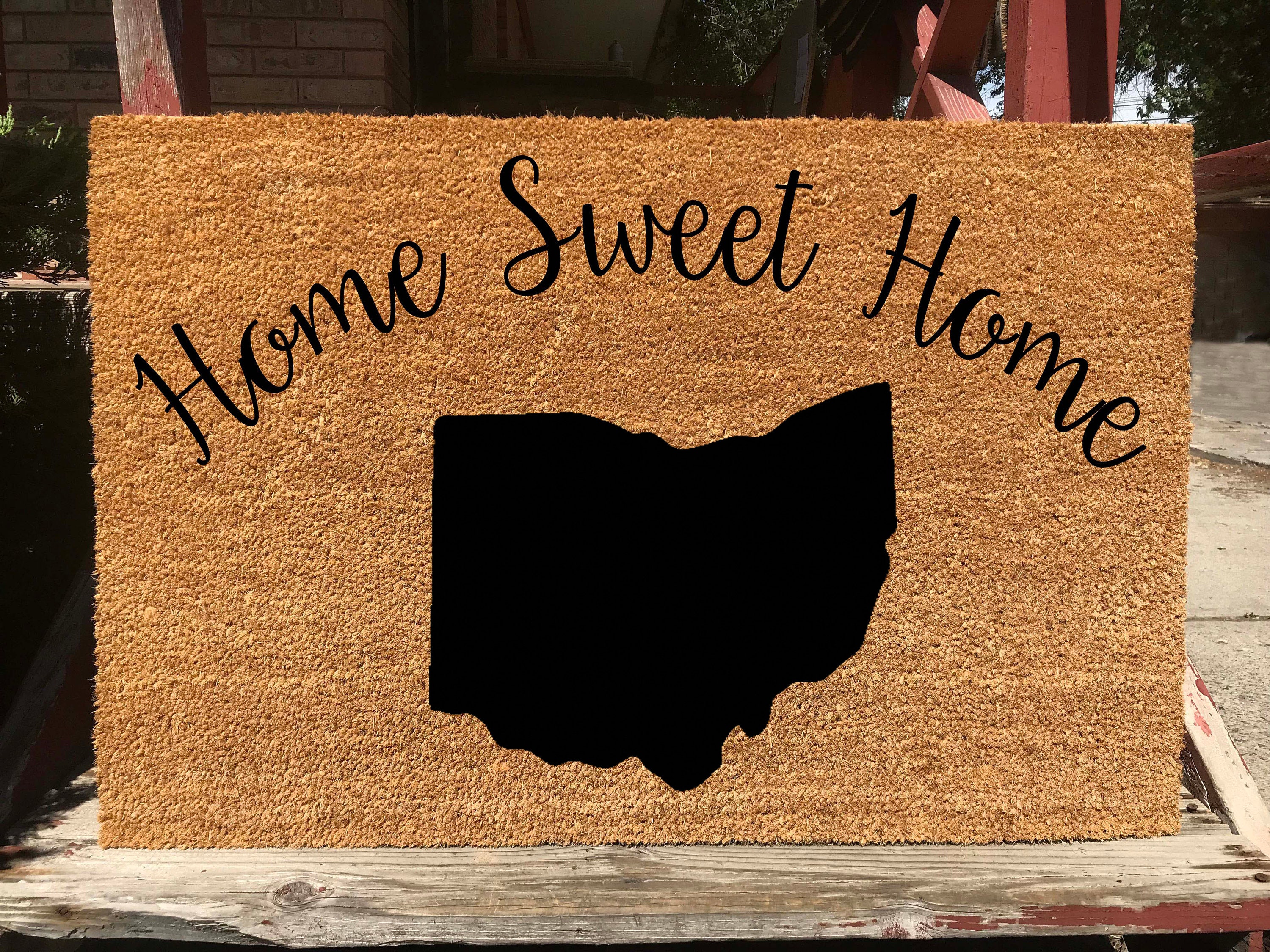 United States Home Sweet Home Door Mat Ohio State Outline Etsy
