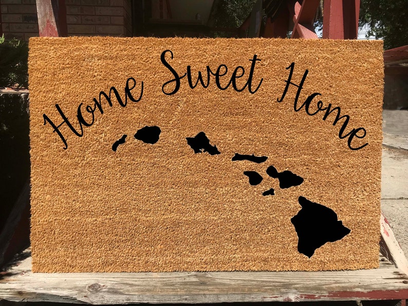 United States Home Sweet Home Door Mat Hawaii State Outline Etsy
