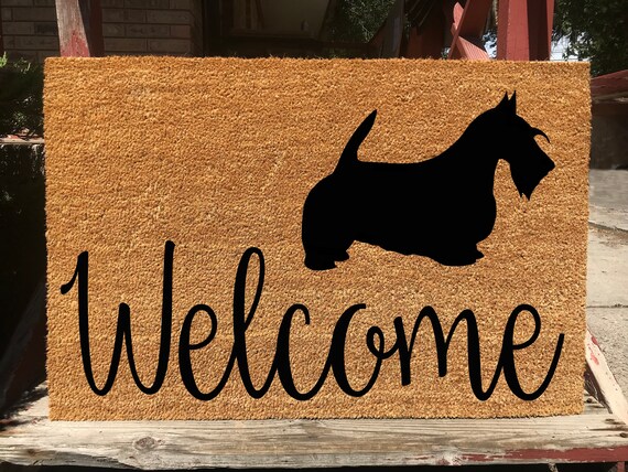 Dog Welcome Door Mat Scottish Terrier Unique Doormat Funny Doormat Outdoor Doormat Hello Doormat Cute Housewarming Gifts