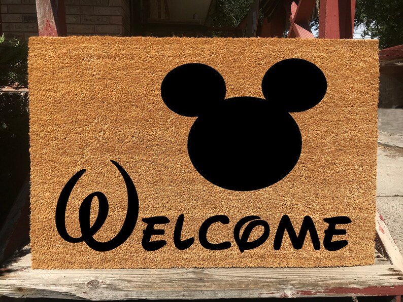 Disney Welcome Door Mat Mickey Mouse Silhouette Unique Doormat Outdoor Mat Funny Doormat Hello Mat Rug Cute Housewarming Gifts