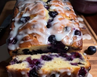 2 Fresh Lemon Blueberry loaves w/ Glazed lemon icing. Moist! Homemade Goodness! Ships Fresh Baked, Free Priority Mail.