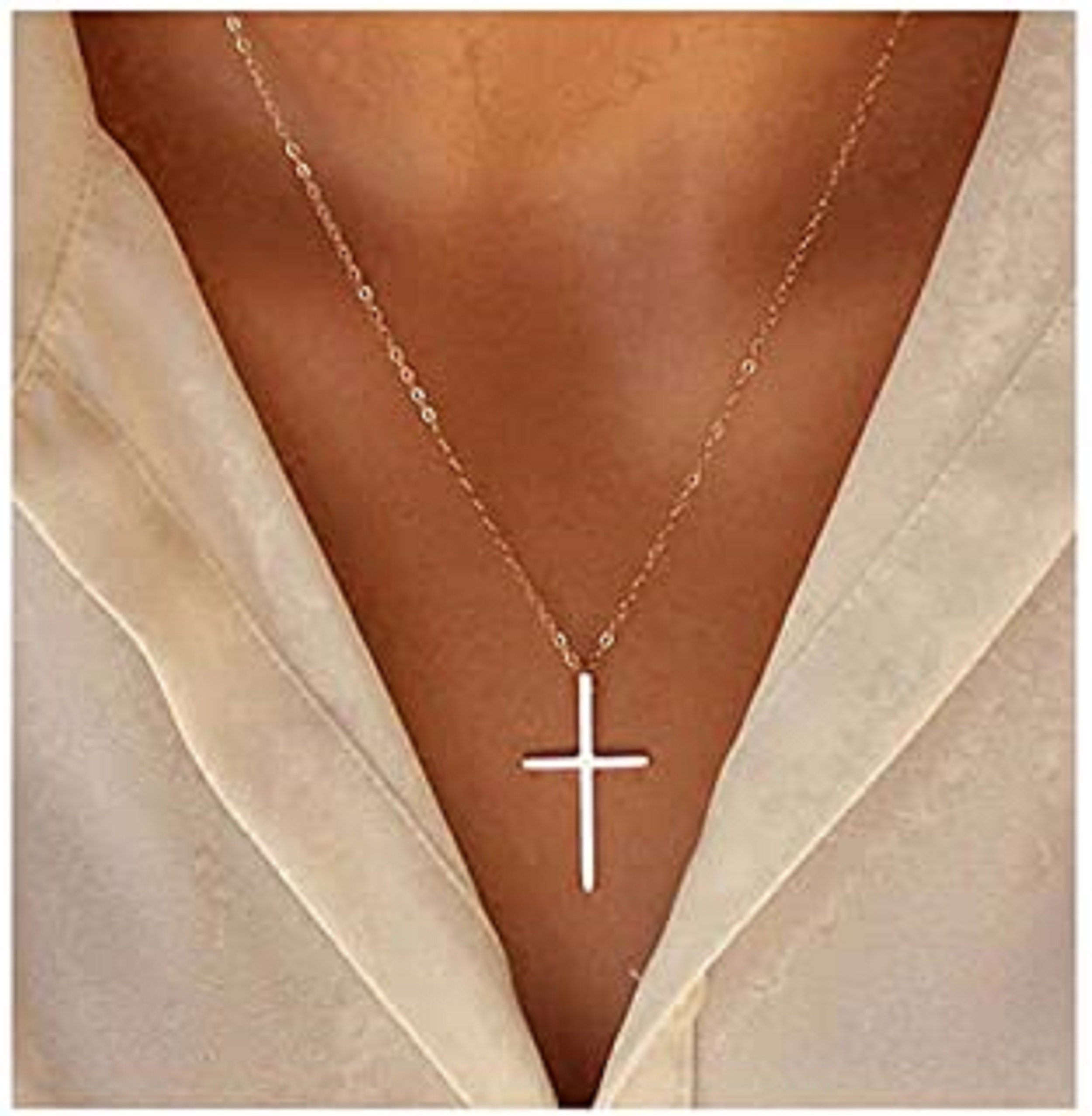 Tiny Silver Cross Pendant Necklace for 