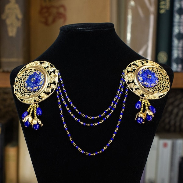 Broche Art Nouveau "Lapis Lazuli" - Bijoux - Fibules - Collier- Mariage - Mucha